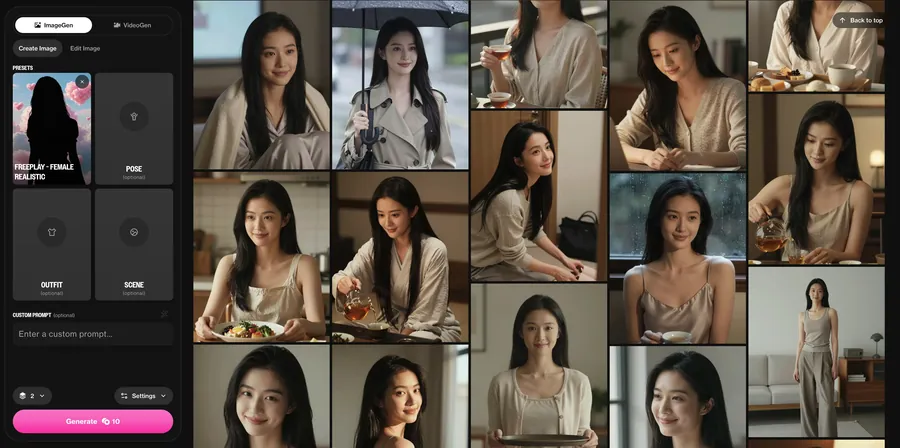Image generator showing realistic photos of an Asian AI girlfriend